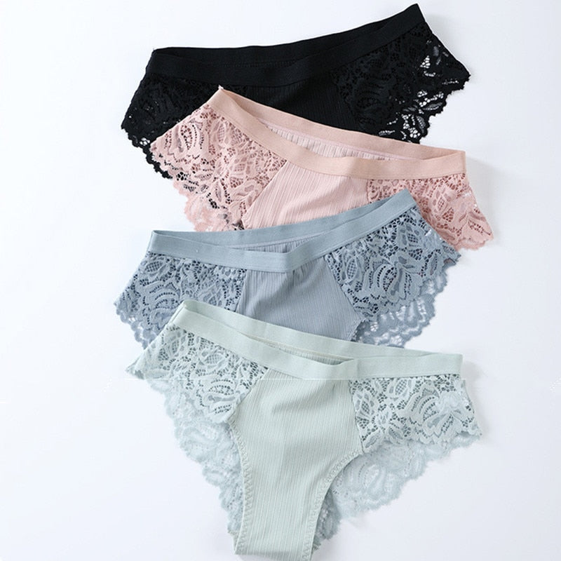 3 Pcs Cotton Panties Sexy Panty Briefs Lace Panties Women Underwear Lingerie Panties for Female Ladies Floral Pantys Underpants